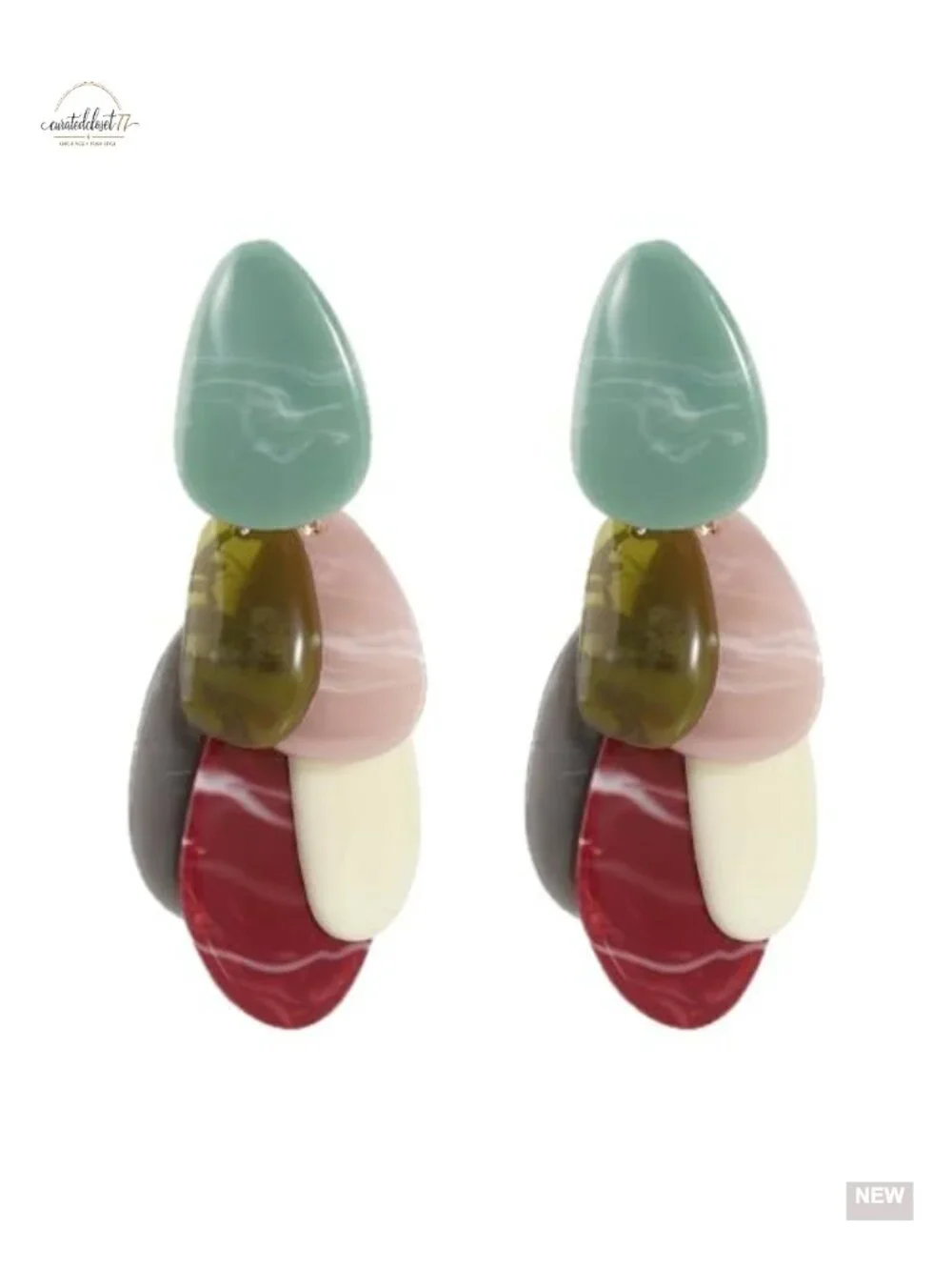 Acrylic Teardrop Dangle Earrings Geometric Charms Lightweight Resin Bohemian